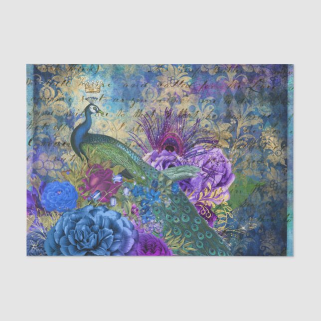 Elegant Peacock Tissue Paper (Front)