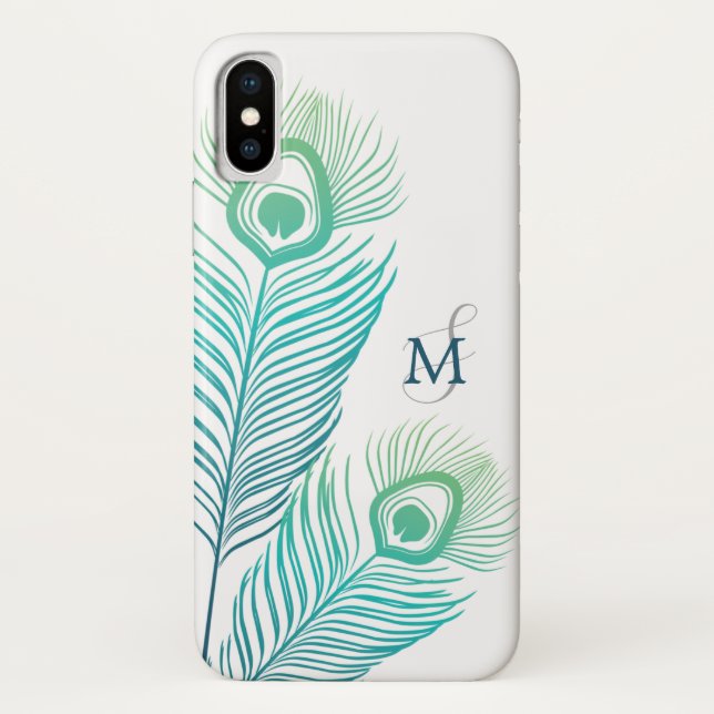 Elegant Peacock Vintage Monogram Case-Mate iPhone Case (Back)