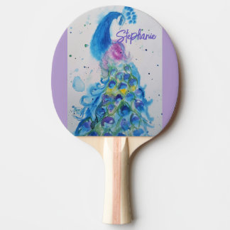 Elegant Peacock Watercolor Womens Pastel Colors Ping Pong Paddle