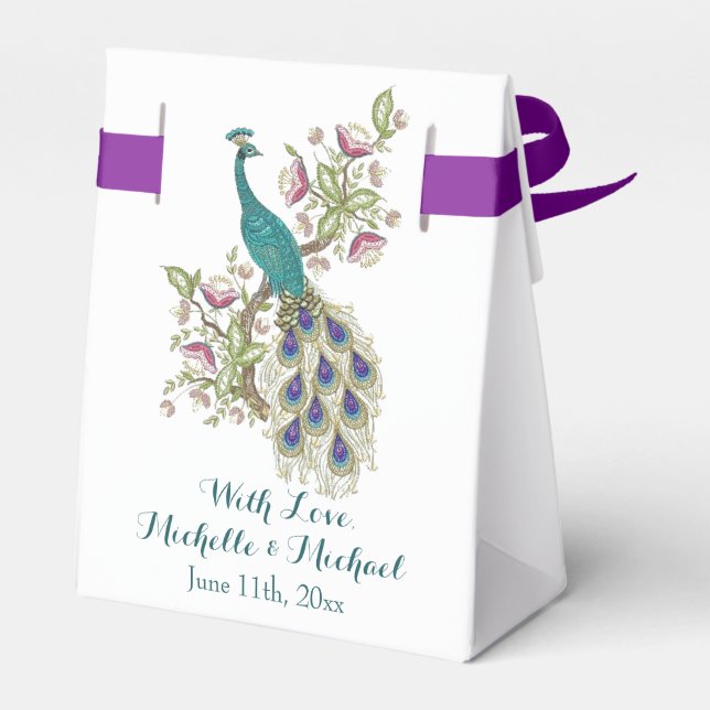 Elegant Peacock WEDDING FAVOR BOXES (Back Side)