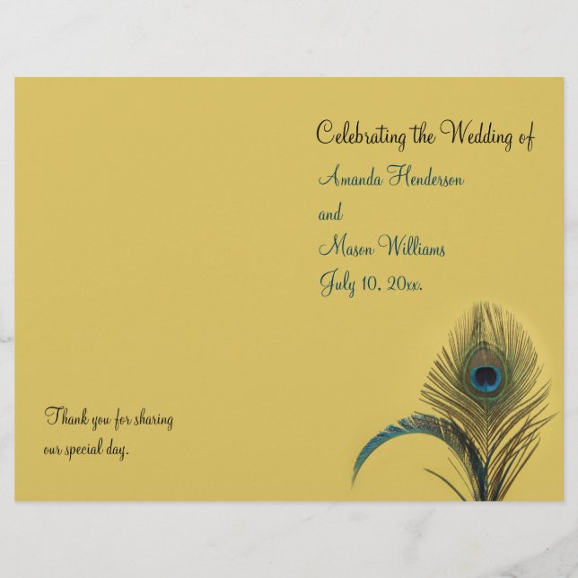 Elegant Peacock Wedding Program (Front)