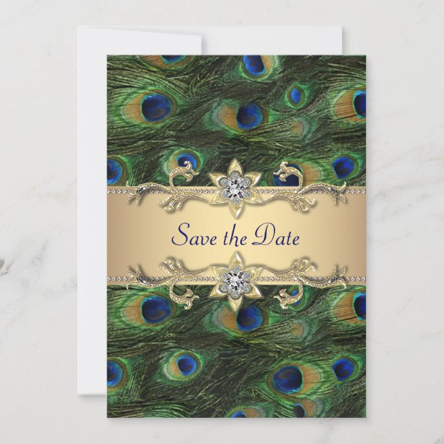 Elegant Peacock Wedding Save The Date (Front)