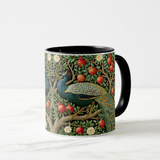 Elegant Peacock William Morris Style Painting Art Mug