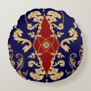 Elegant Pear Fruits: Vintage Seamless Round Cushion