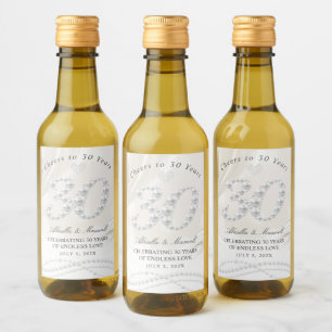 Elegant Pearl 30th Anniversary Mini Wine Label