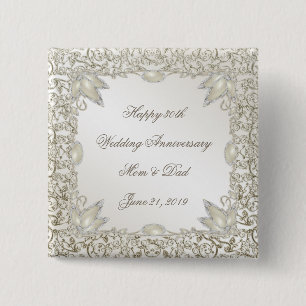 Elegant Pearl 30th Wedding Anniversary 15 Cm Square Badge