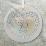 Elegant Pearl 30th Wedding Anniversary Glass Tree Decoration<br><div class="desc">Featuring a beautiful pearl,  this chic 30th wedding anniversary keepsake can be personalised with your special pearl anniversary information on a pearl background. Designed by Thisisnotme©</div>