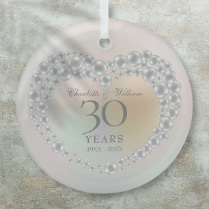 Elegant Pearl 30th Wedding Anniversary Glass Tree Decoration