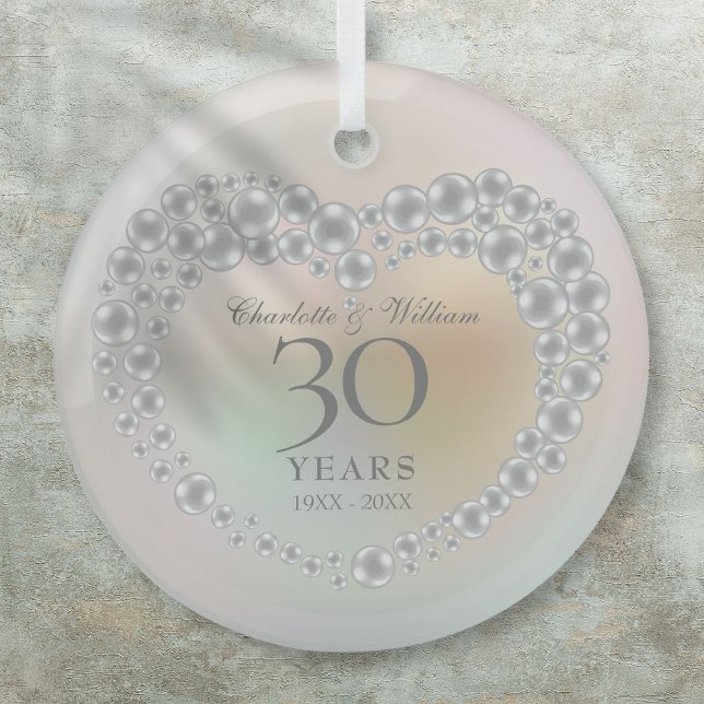 Elegant Pearl 30th Wedding Anniversary Glass Tree Decoration (Elegant Pearl 30th Wedding Anniversary Glass Ornament)