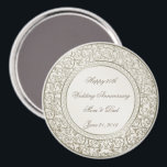 Elegant Pearl 30th Wedding Anniversary Magnet<br><div class="desc">A Digitalbcon Images Design featuring a satin pearl colour and flourish design theme with a variety of custom images, shapes, patterns, styles and fonts in this one-of-a-kind "Elegant Pearl 30th Wedding Anniversary" Round Magnet. This elegant and attractive design comes complete with customisable text lettering to suit your own special occasion....</div>