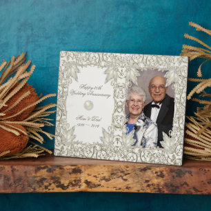 Elegant Pearl 30th Wedding Anniversary Photo Plaque