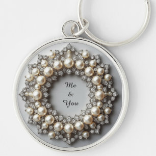 Elegant Pearl and Diamond Jewellery Piece Key Ring