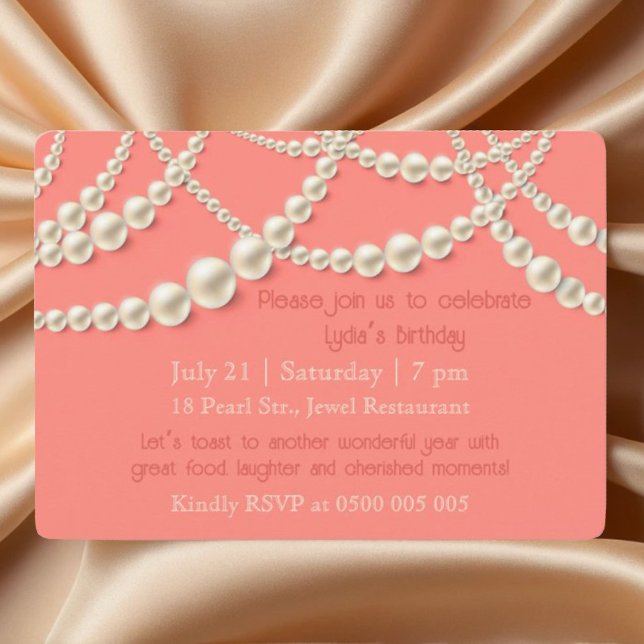 Elegant Pearl Birthday Dinner Invitation (Creator Uploaded)