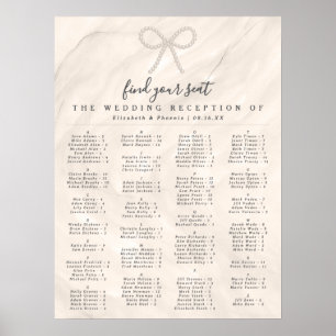 Elegant Pearl Bow Alphabetical Guest Seating Chart