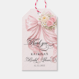 Elegant Pearl Bow Bridal Shower Gift Tags