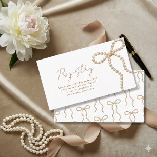 Elegant Pearl Bow Bridal Shower Registry Enclosure Card