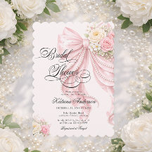 Elegant Pearl Bow Floral Pink Bridal Shower 