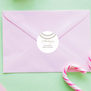 Elegant Pearl Bridal Shower Classic Round Sticker