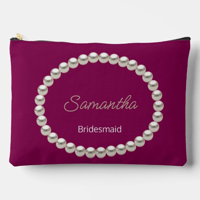 Elegant Pearl Bridal Shower Dark fuchsia Accessory Pouch (Front)
