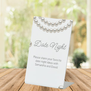 Elegant Pearl Bridal Shower Date night Jar Pedestal Sign