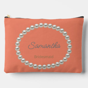 Elegant Pearl Bridal Shower Orange Accessory Pouch