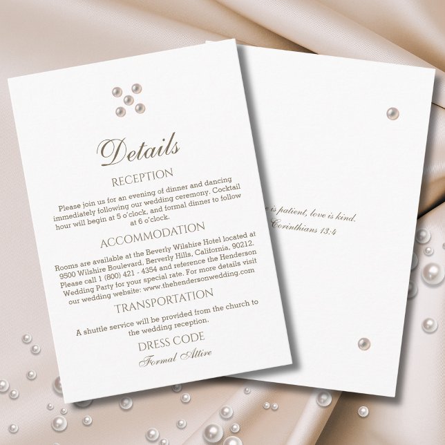 Elegant Pearl Christian Wedding Details  Enclosure Card (Creator Uploaded)