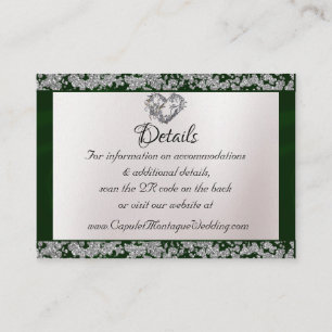 Elegant Pearl, Emerald Ribbon & Sparkle QR Code Enclosure Card