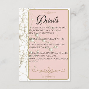 Elegant Pearl Gold Script Wedding Romantic Pearls Enclosure Card
