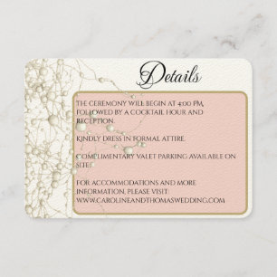Elegant Pearl Gold Script Wedding Romantic Pearls Enclosure Card