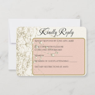 Elegant Pearl Gold Script Wedding Romantic Pearls RSVP Card