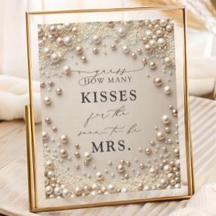 Elegant Pearl How Many Kisses Bridal Shower Game Poster