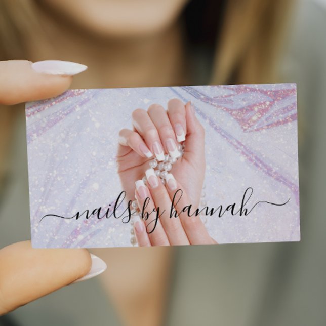Elegant Pearl Nail Technician Chic Business Card (Creator Uploaded)