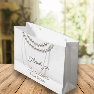 Elegant Pearl necklace Bridal Shower  Large Gift Bag