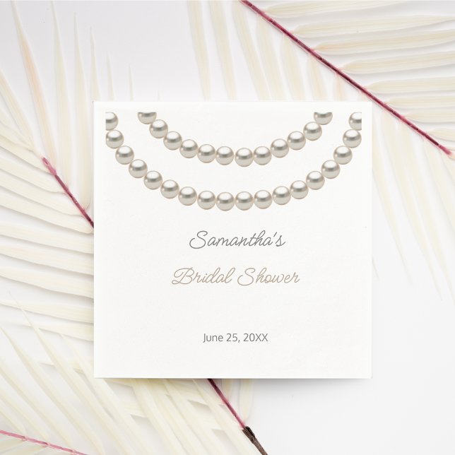 Elegant Pearl Necklace Bridal Shower Napkin (Creator Uploaded)