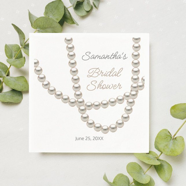 Elegant Pearl Necklace Bridal Shower Napkin (Creator Uploaded)