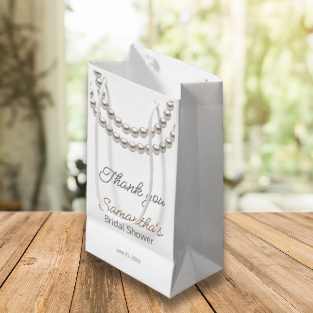 Elegant Pearl necklace Bridal Shower  Small Gift Bag (Creator Uploaded)