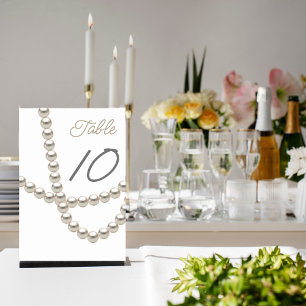 Elegant Pearl Necklace Bridal Shower Table Number
