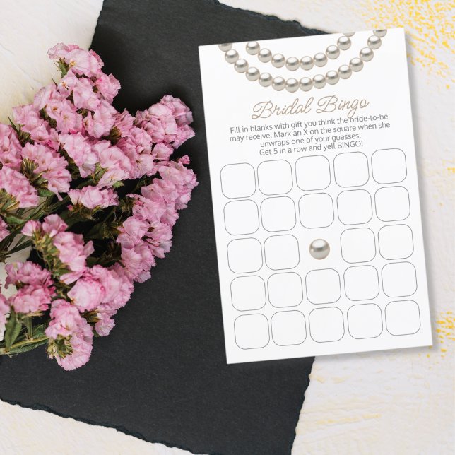Elegant Pearl necklaces Bridal Shower Bingo Game (Creator Uploaded)