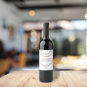 Elegant pearl necklaces Bridal Shower Wine Label