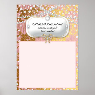 Elegant Pearl Pink Gold Lace Wedding Seating Chart
