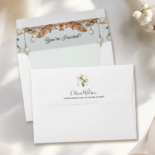 Elegant Pearl Prosecco Floral Bridal Shower Envelope