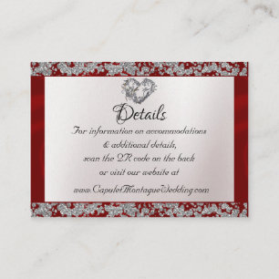 Elegant Pearl, Red Ribbon & Sparkle QR Code Enclosure Card