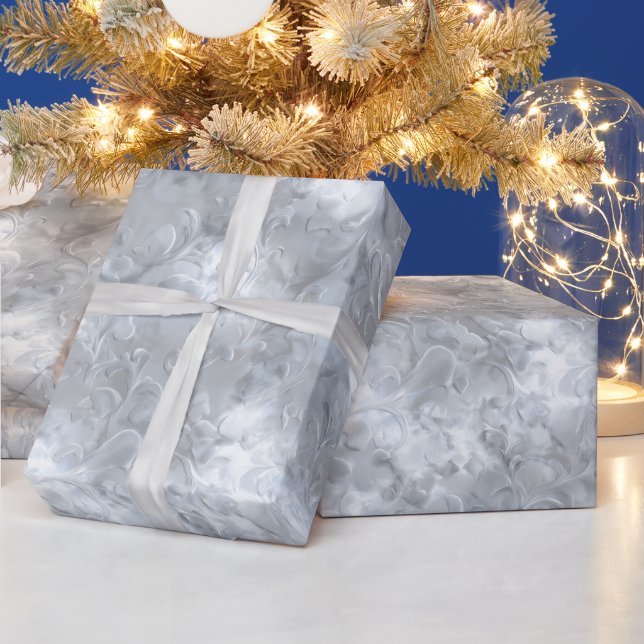 Elegant Pearl Silver Frost Shine Abstract Pattern Wrapping Paper (Holidays)