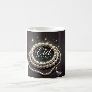 Elegant Pearl Tasbih Eid Mubarak Coffee Mug