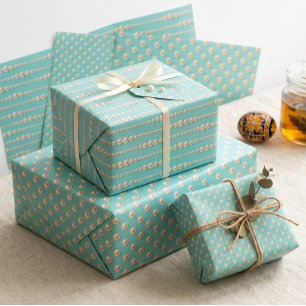 Elegant Pearl & Turquoise Wrapping Paper Sheet