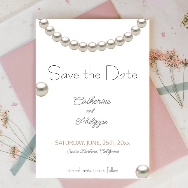 Elegant Pearl Wedding Save the Date Invitation (Creator Uploaded)