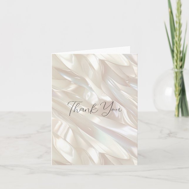 Elegant Pearl White Shell Abstract Thank You Card (Front)