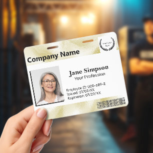 Elegant Pearlescent Gold Texture Name Tag ID Badge