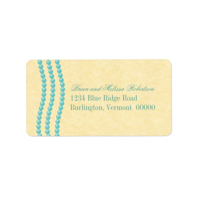 Elegant Pearls Address Labels, Aqua Label (Front)