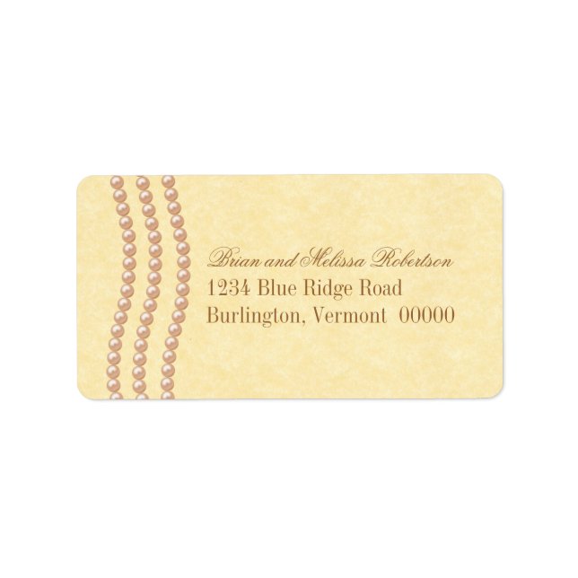 Elegant Pearls Address Labels, Champagne Label (Front)